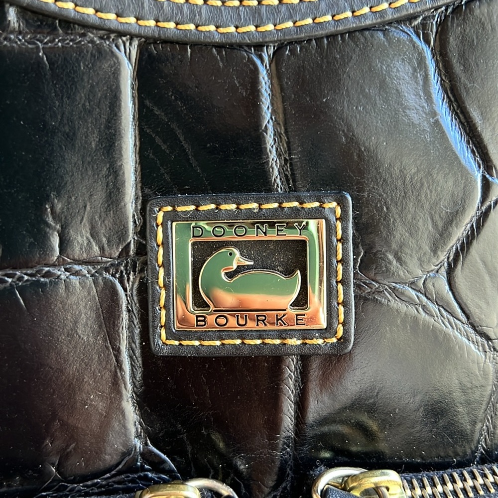 Dooney & Bourke Black Crocodile-Pattern Leather Handbag - Picture 3 of 15